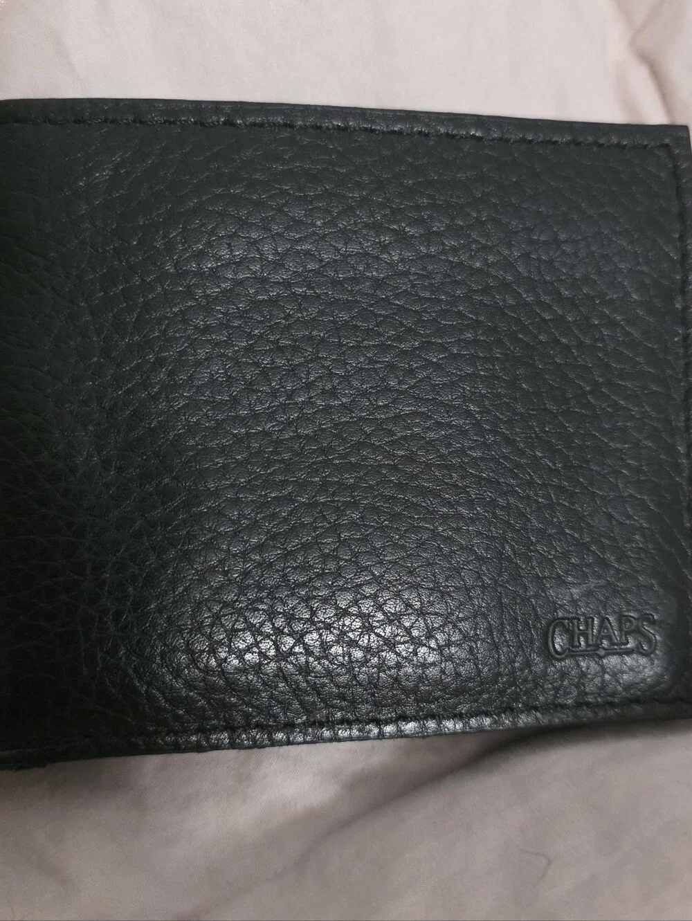 Chaps Black Pebble Leather Bi-Fold Wallet